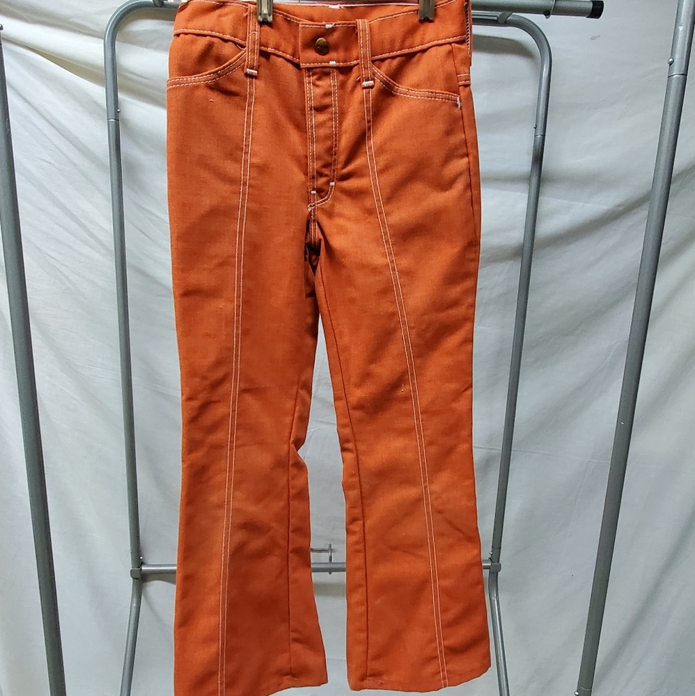 Vtg Mann 1970s Child Orange Denim Pants